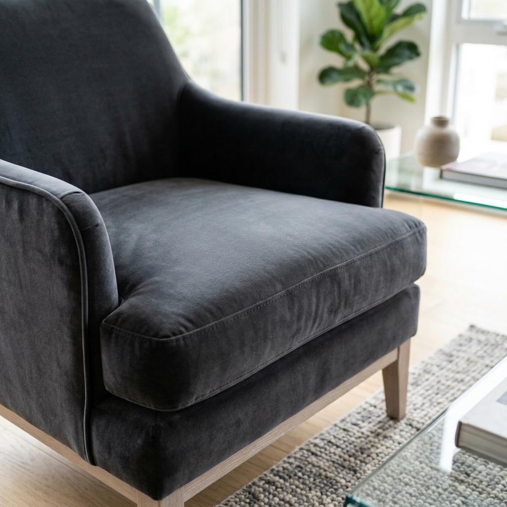 After — Velvet Armchair Pet & Dirt Deep Clean