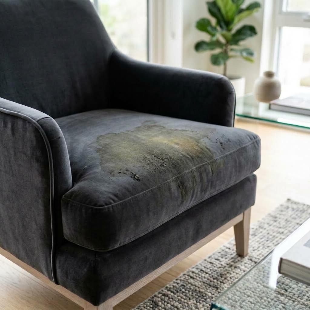 Before — Velvet Armchair Pet & Dirt Deep Clean