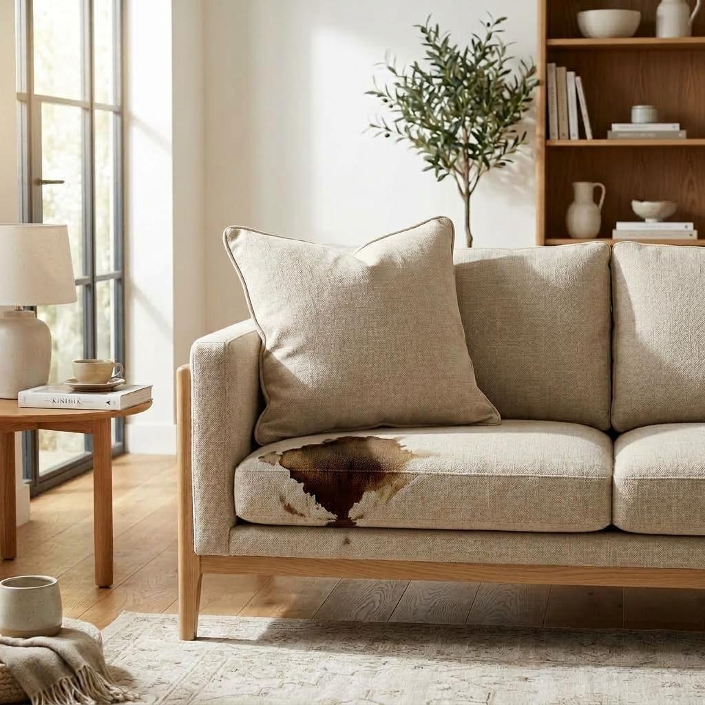 Before — Fabric Sofa Coffee Stain Steam Extraction
